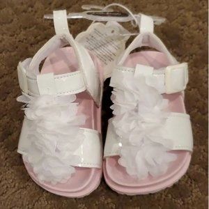 Baby Girls First Steps by Stepping Stones Flower Sandals Size 3 6 White NWT